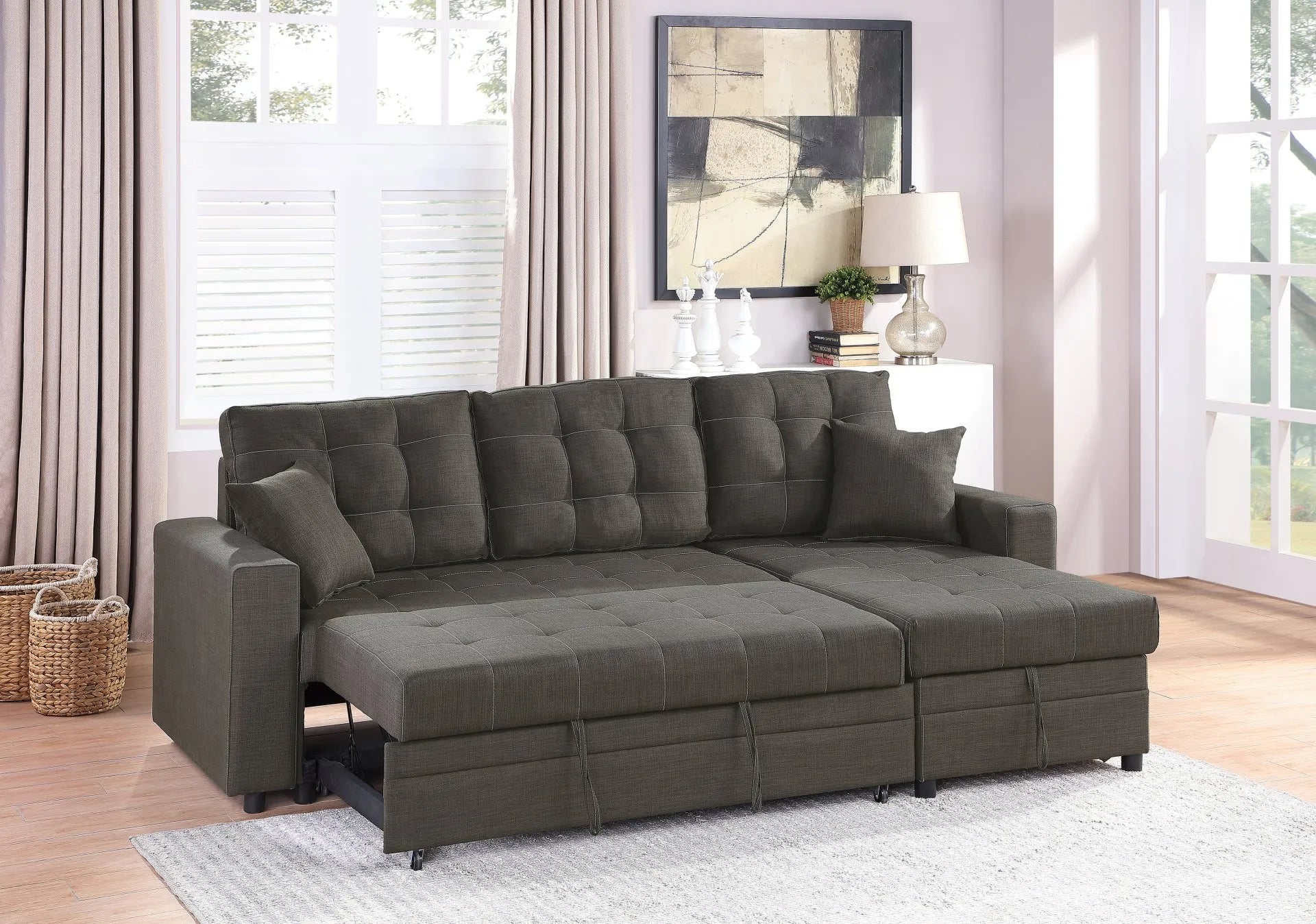 ash black fabric sofa sectional