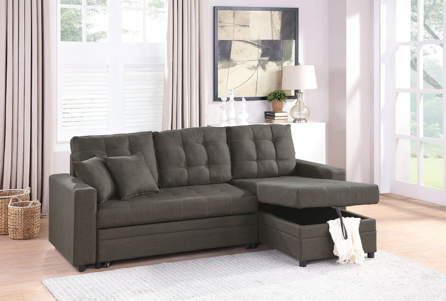 ash black fabric sofa sectional