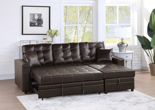 Espresso fabric sofa sectional