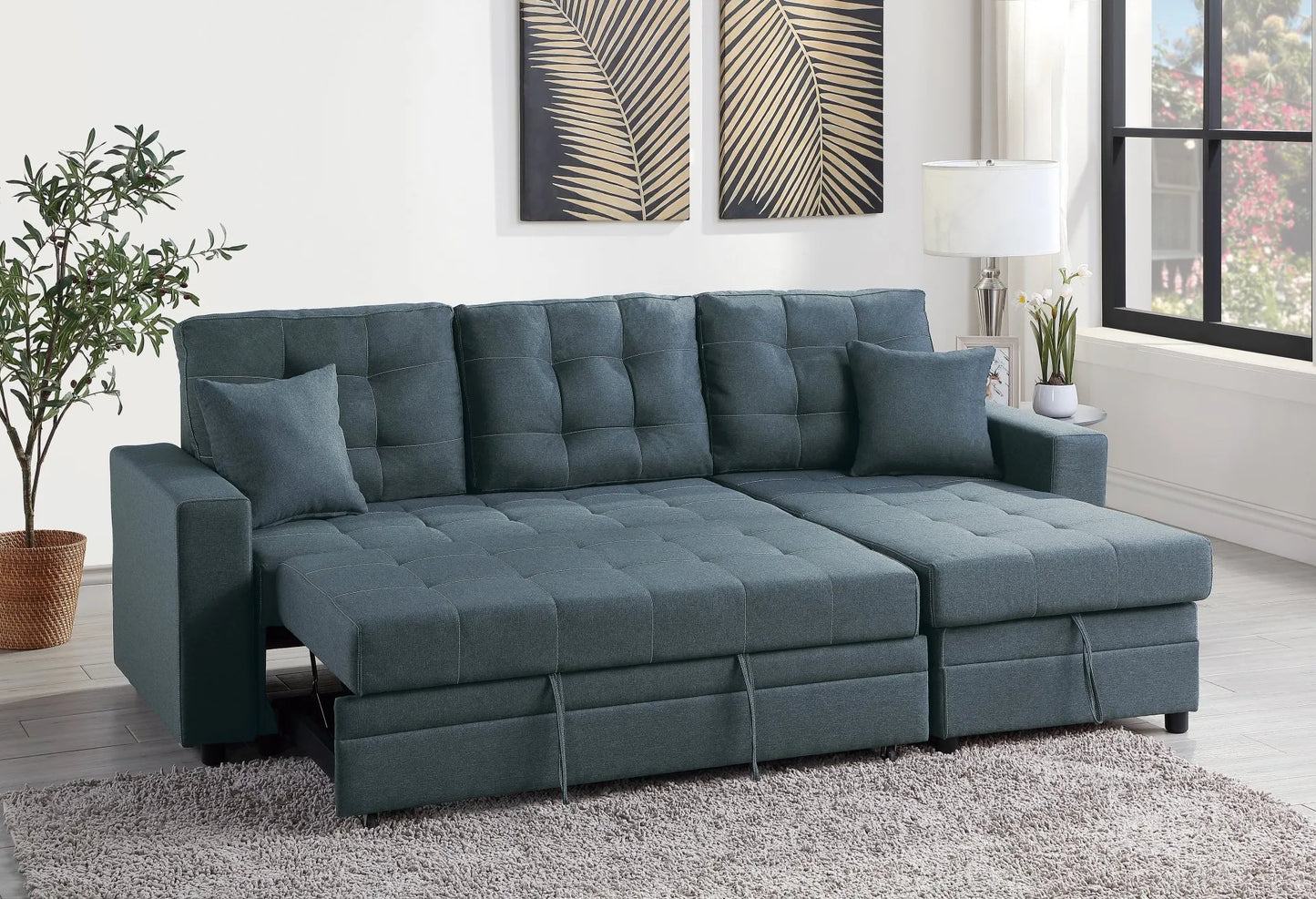 blue grey fabric sofa sectional