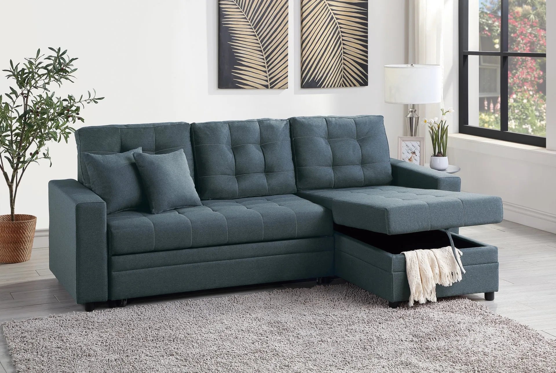 blue grey fabric sofa sectional