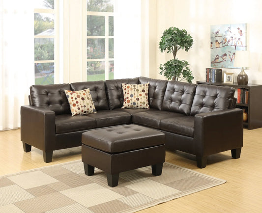 Espresso leather sofa sectional