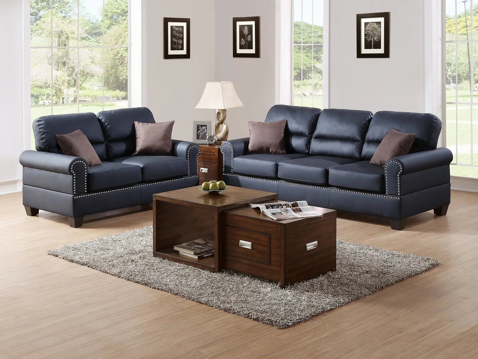 black sofa set