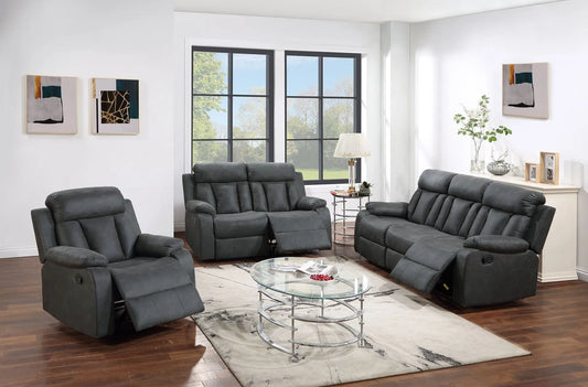 slate blue leather recliner sofa set