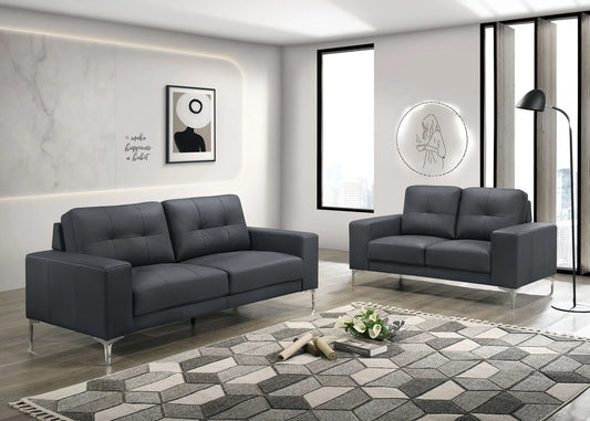 black leather sofa set