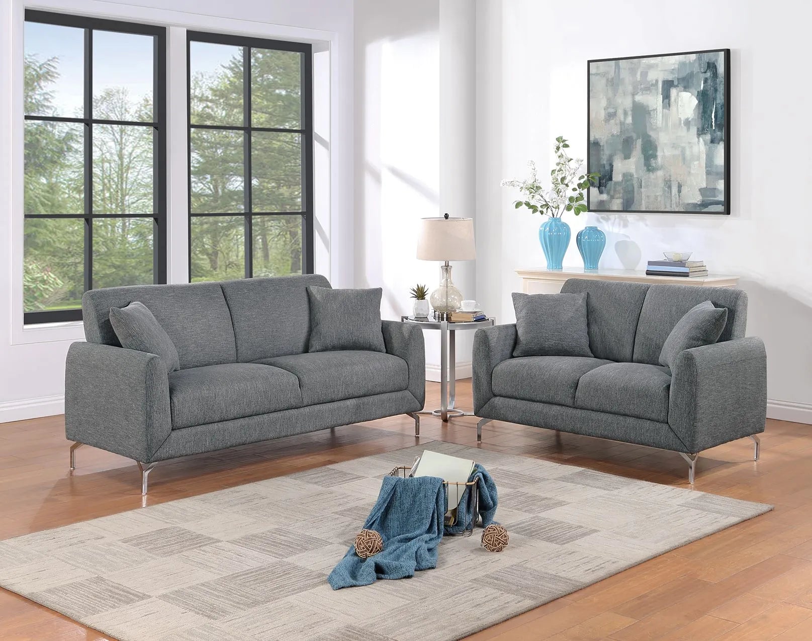 dark grey sofa set