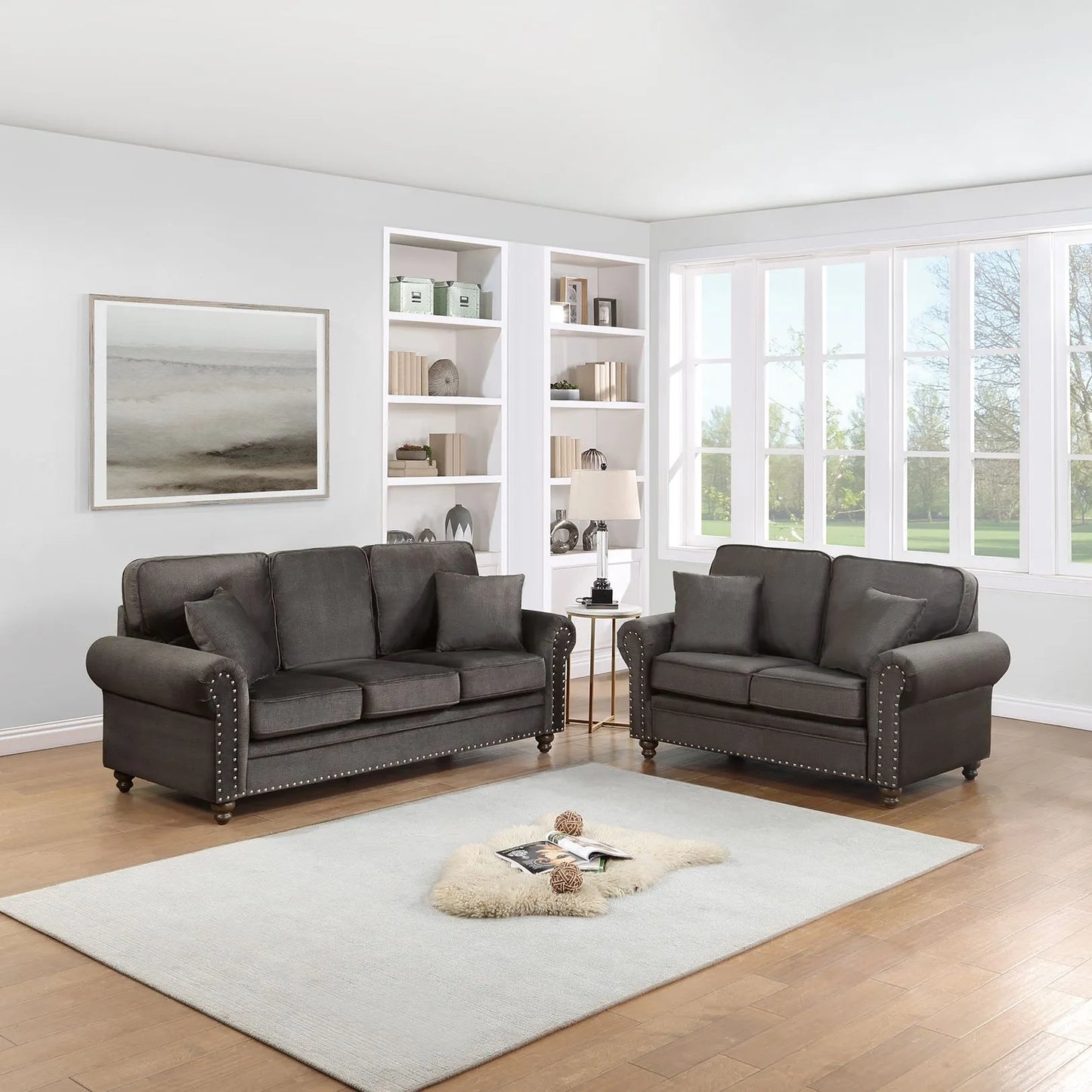 dark coffee fabric sofa set