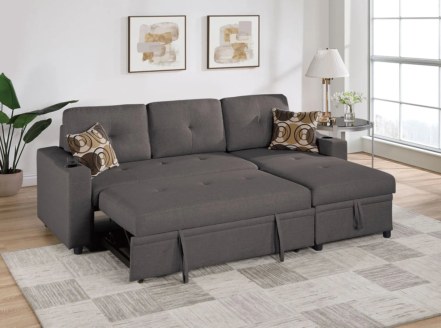 ash black fabric sofa sectional