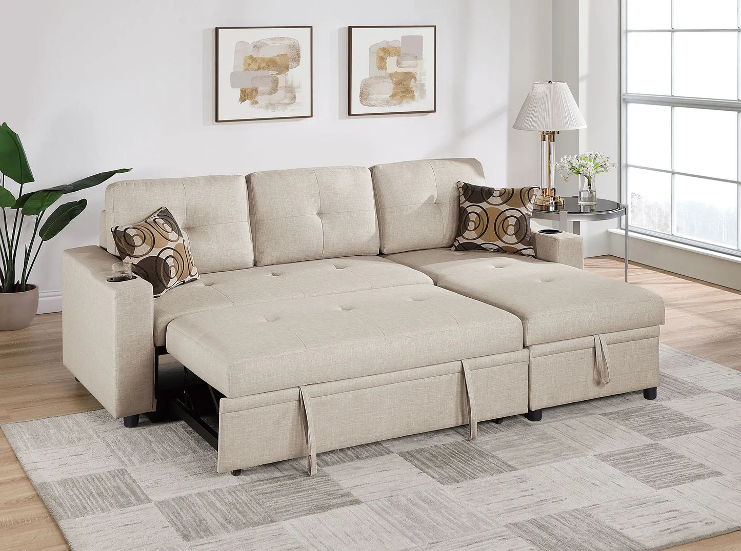 ash beige fabric sofa sectional