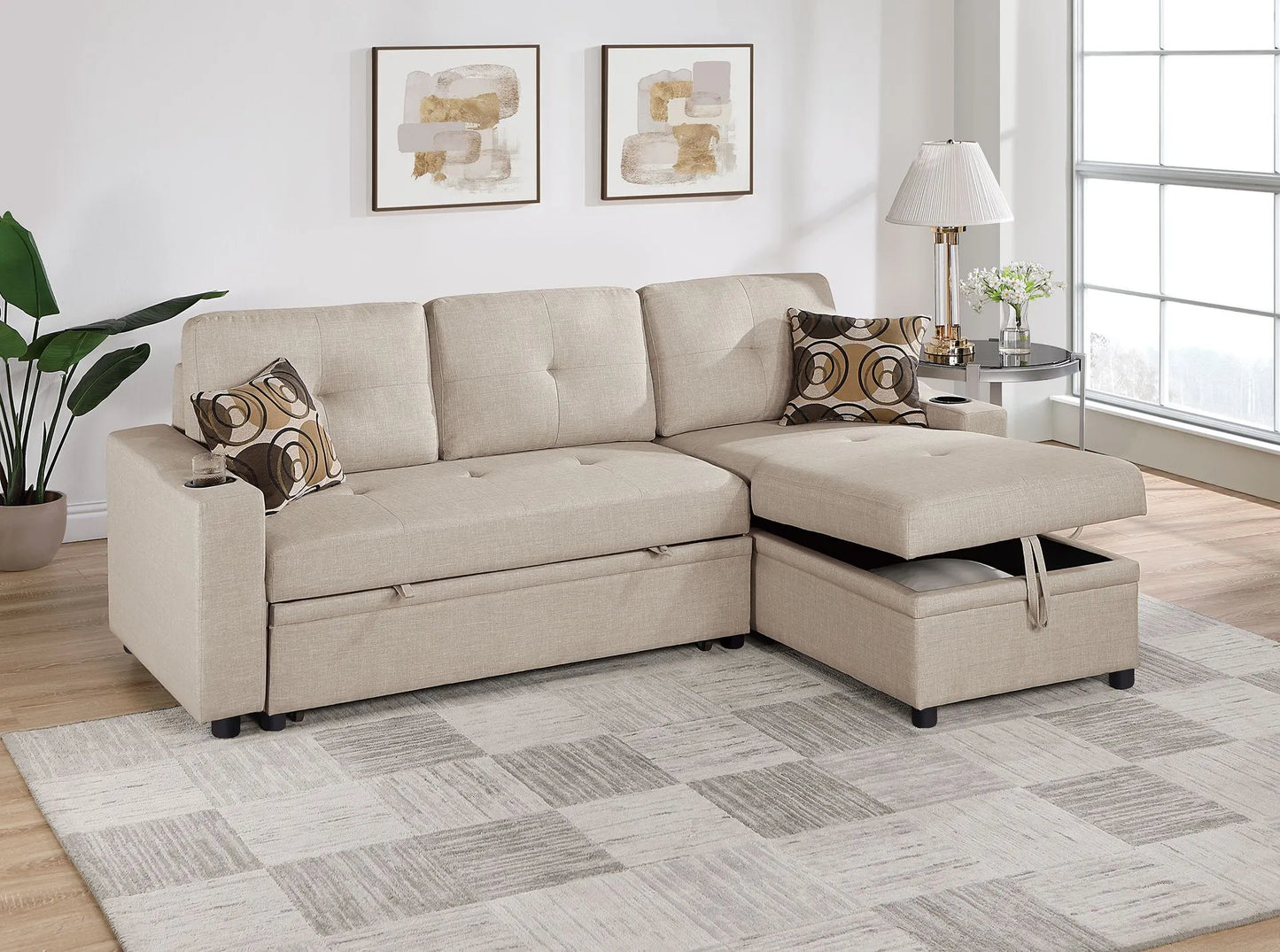 ash beige fabric sofa sectional