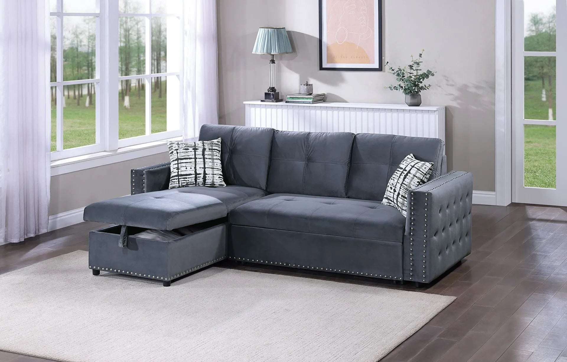 grey fabric sofa sectional