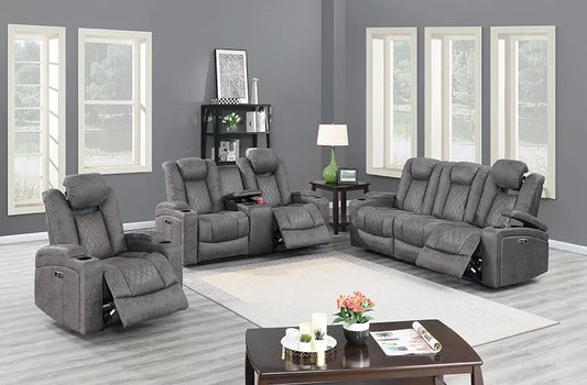 grey leather recliner sofa set