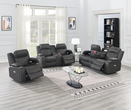 charcoal leather recliner sofa set