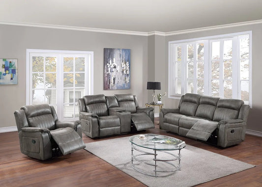 slate blue leather recliner sofa set