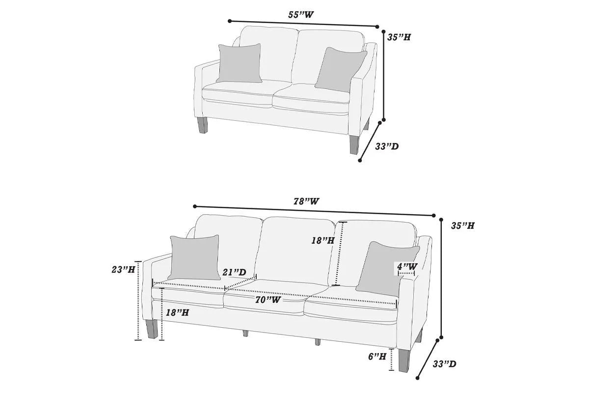 charcoal fabric sofa set