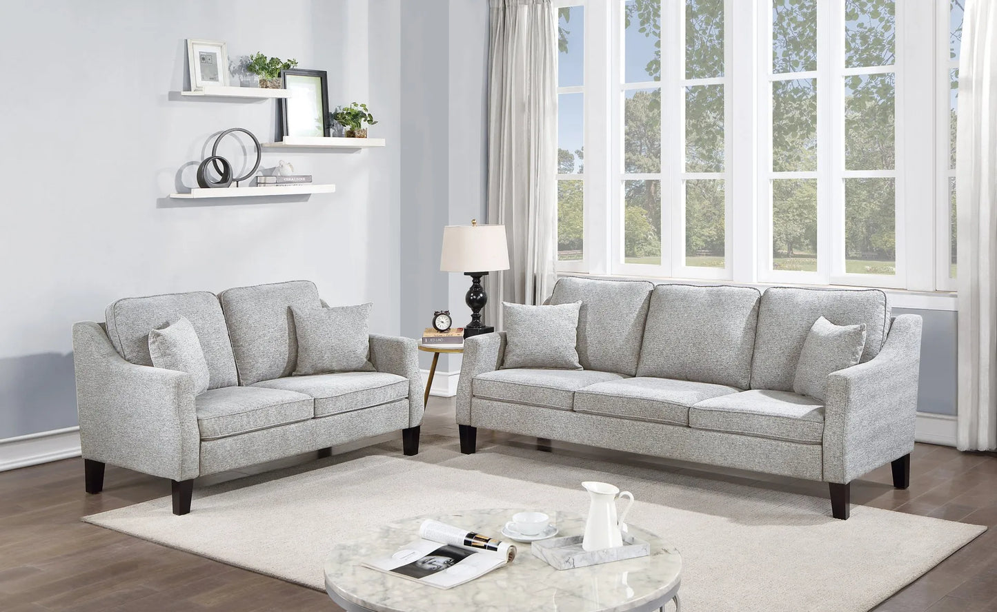 grey fabric sofa set