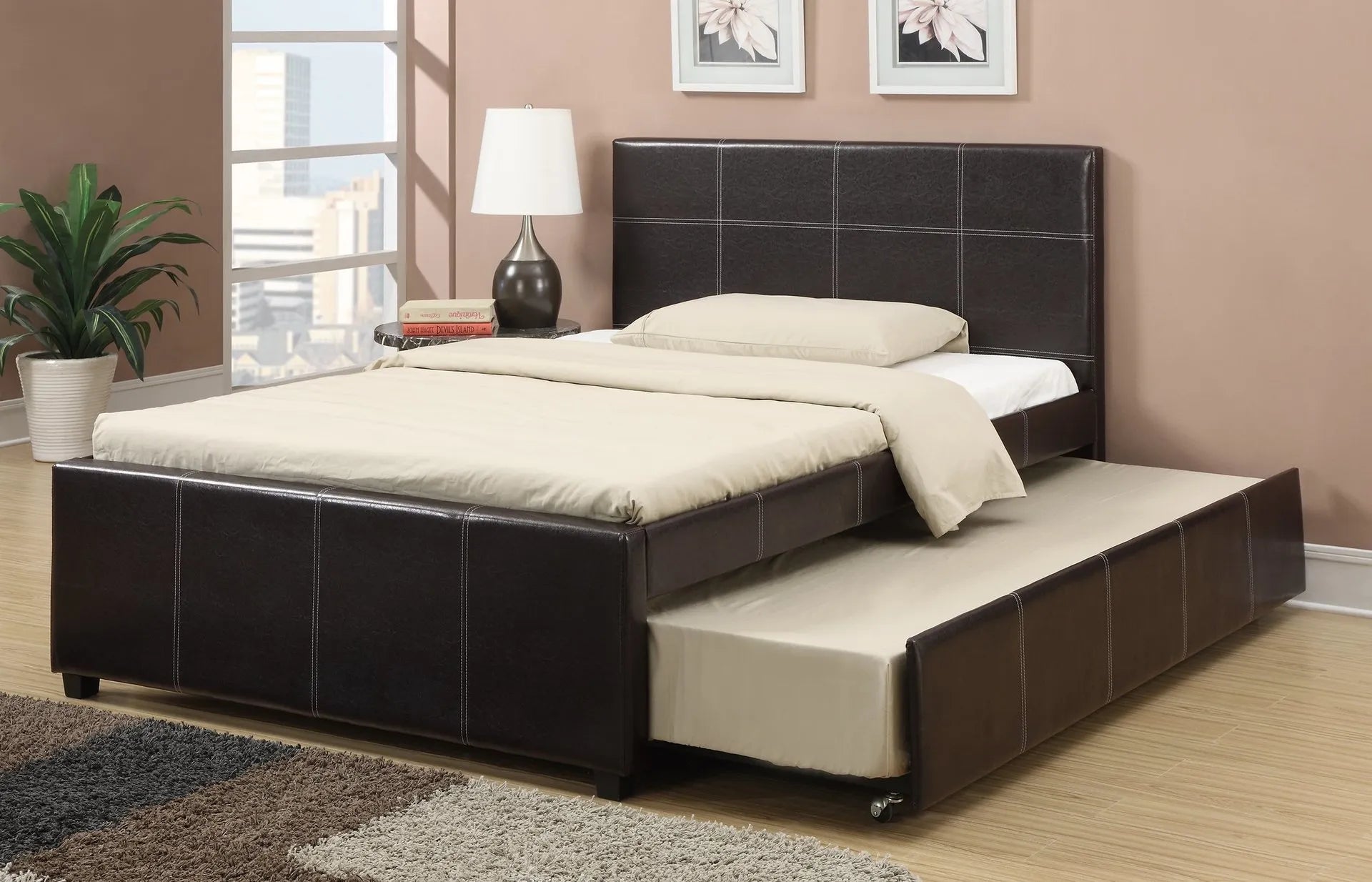 brown single bed