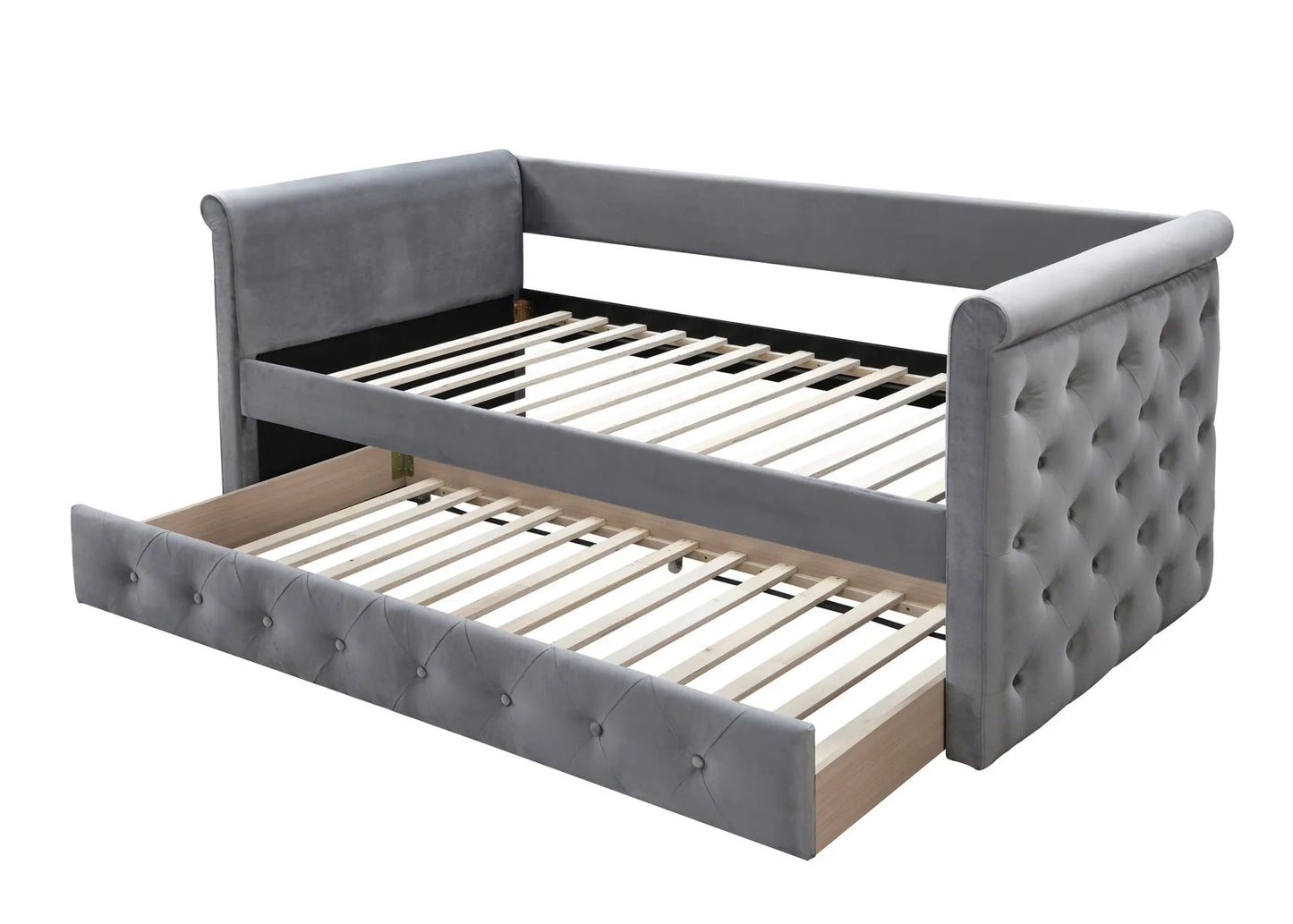 grey fabric day bed