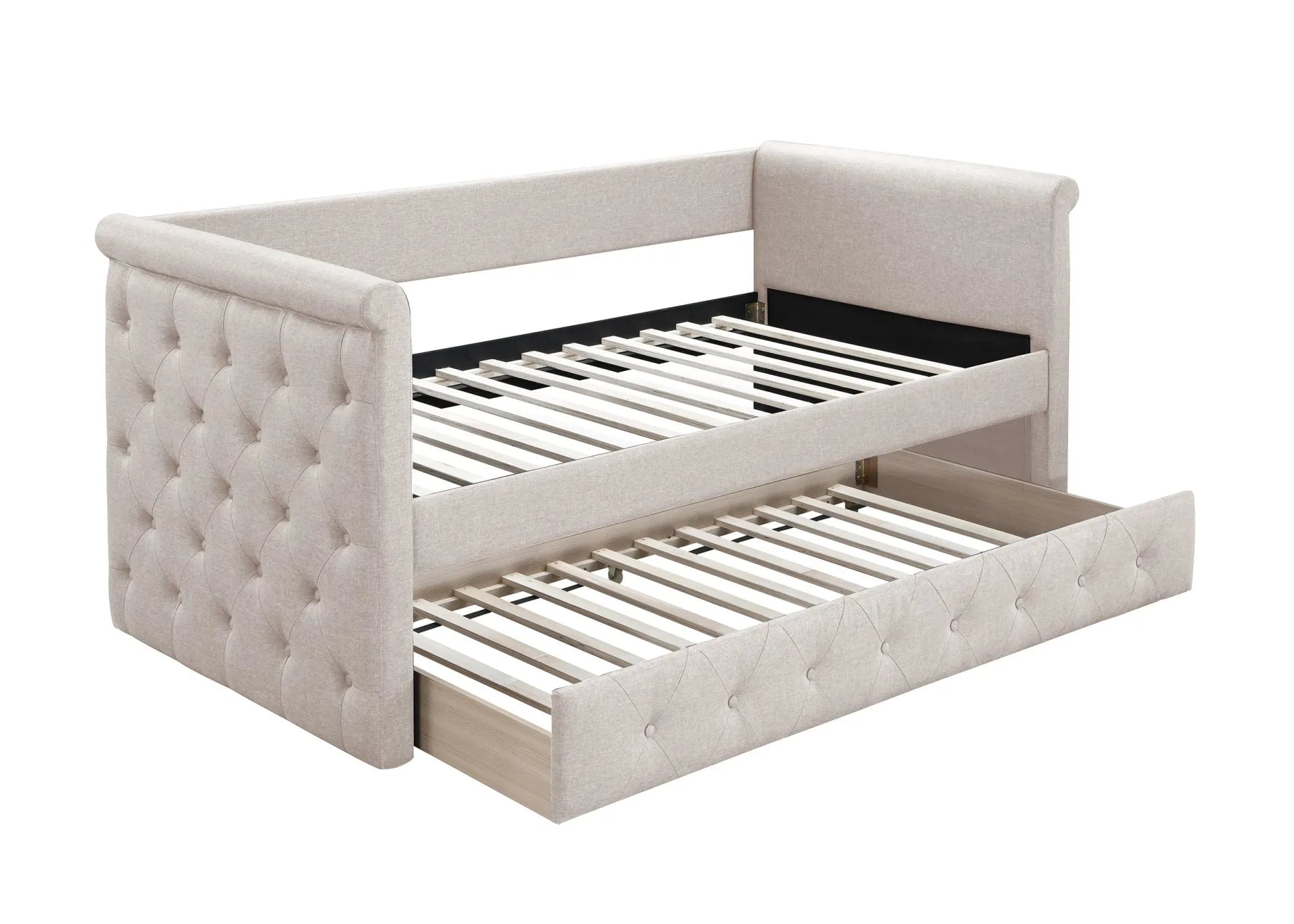 light brown trundle day bed