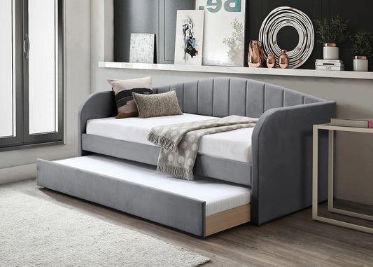 grey fabric day bed