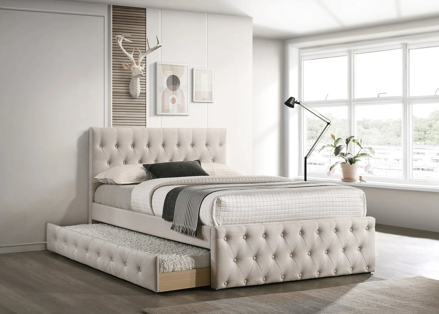 light grey single bed