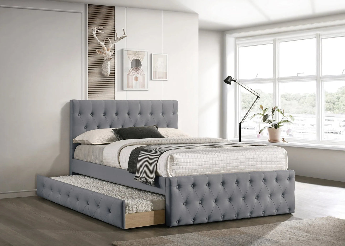 fabric single bed