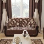 brown fabric love seat