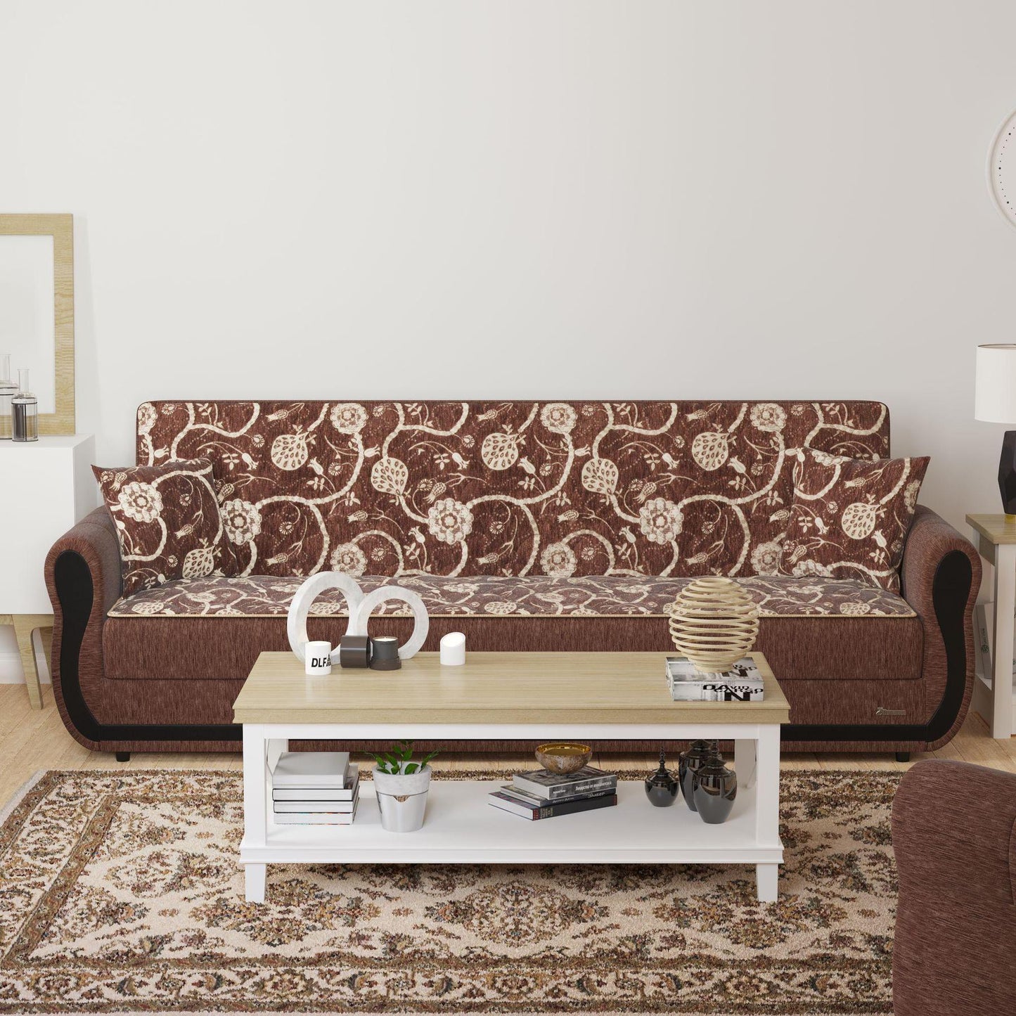 brown fabric sofa 