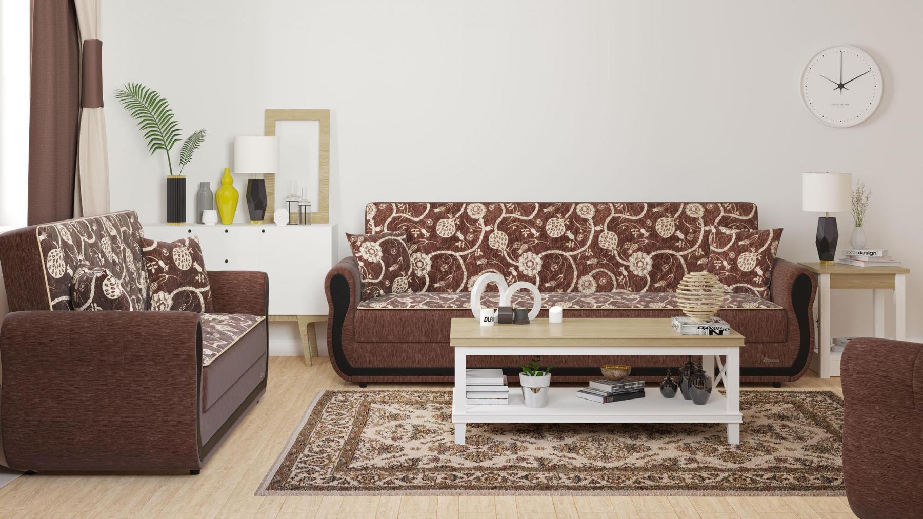 brown fabric sofa set