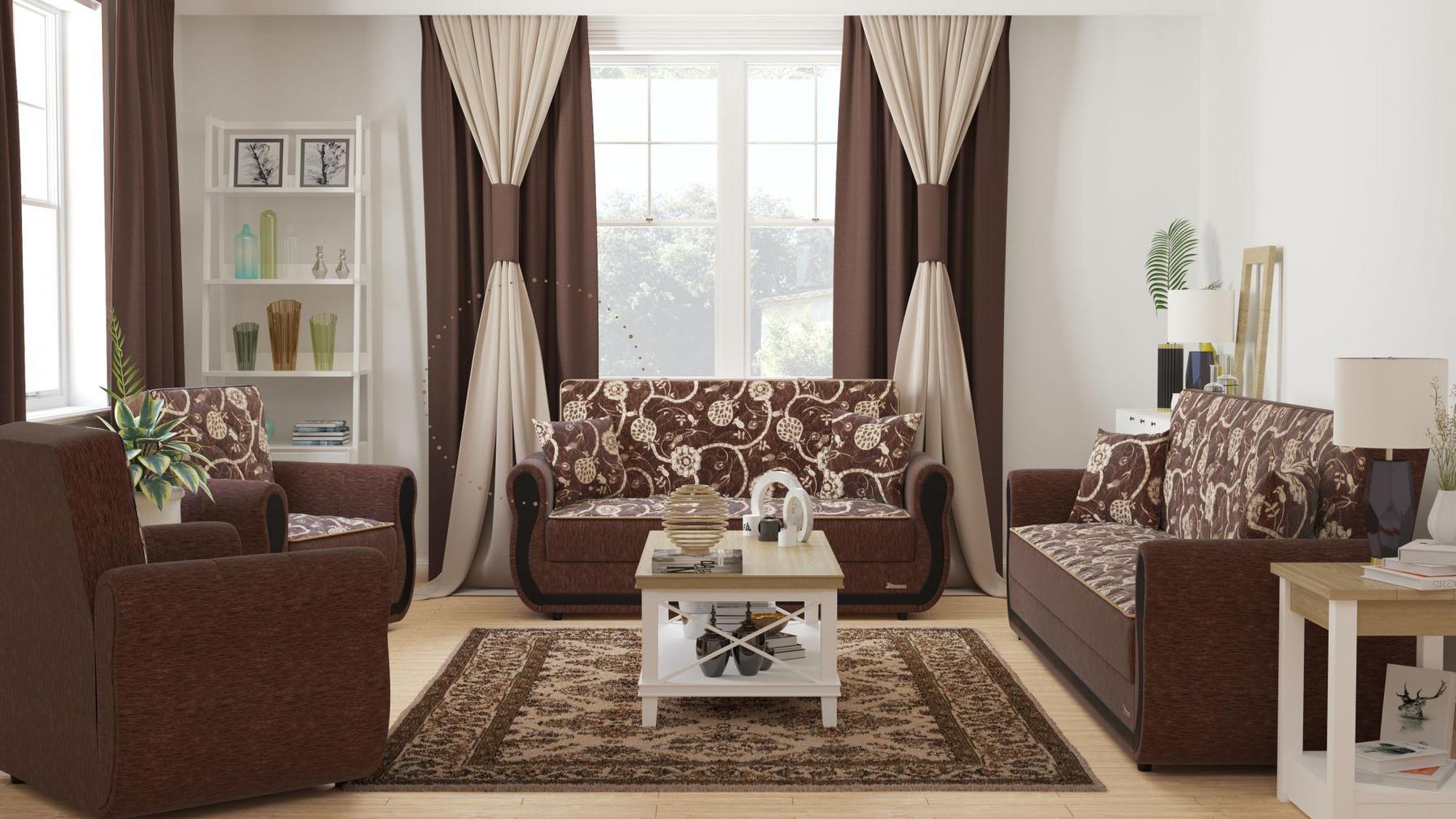 brown fabric sofa set