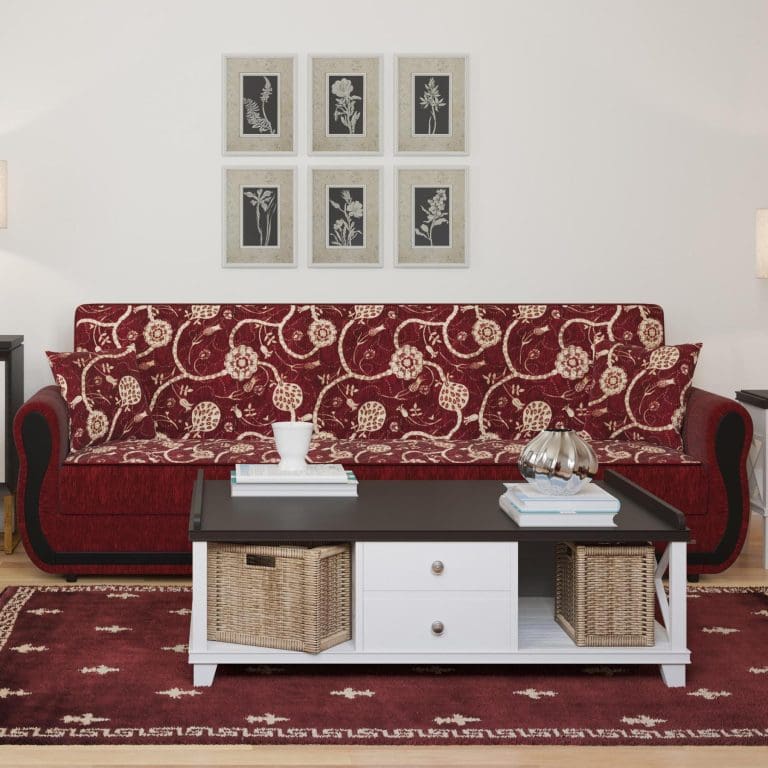 burgundy fabric sofa 