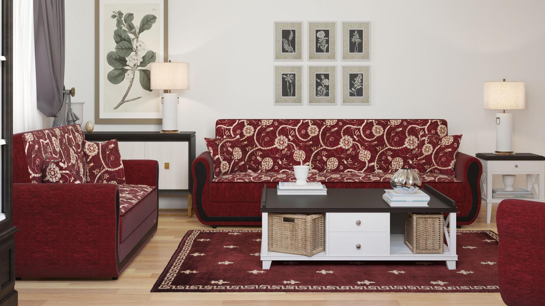 burgundy fabric sofa set