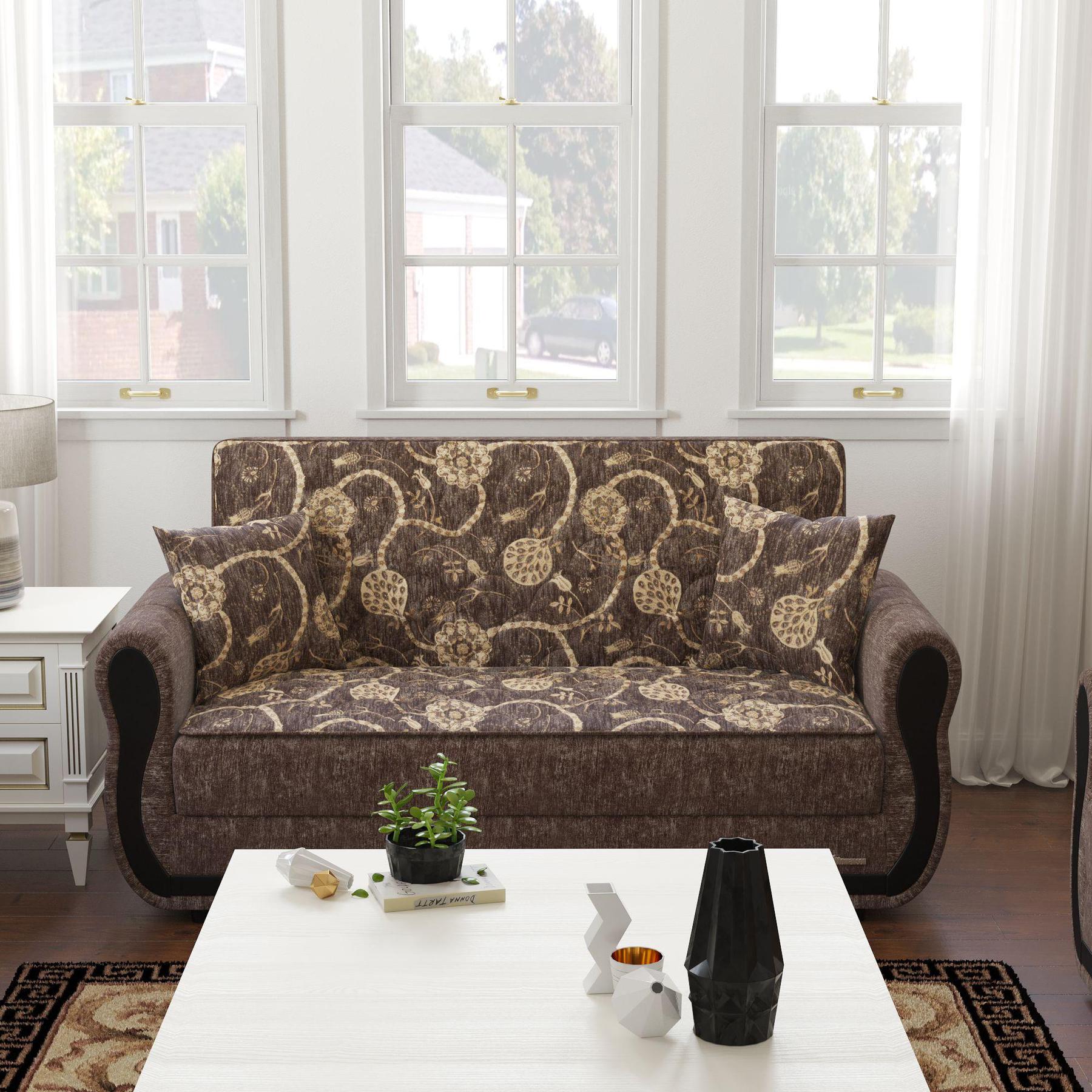 grey fabric love seat