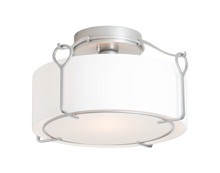 Silver semi flush ceiling light