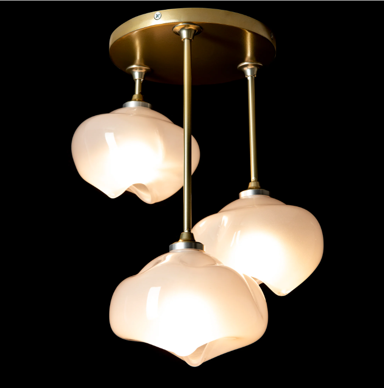 gold semi flush mount light