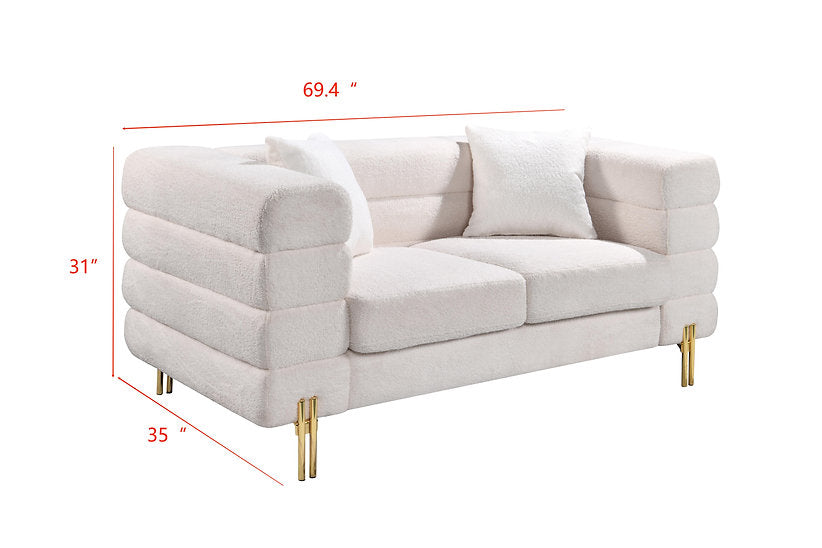 white fabric sofa set