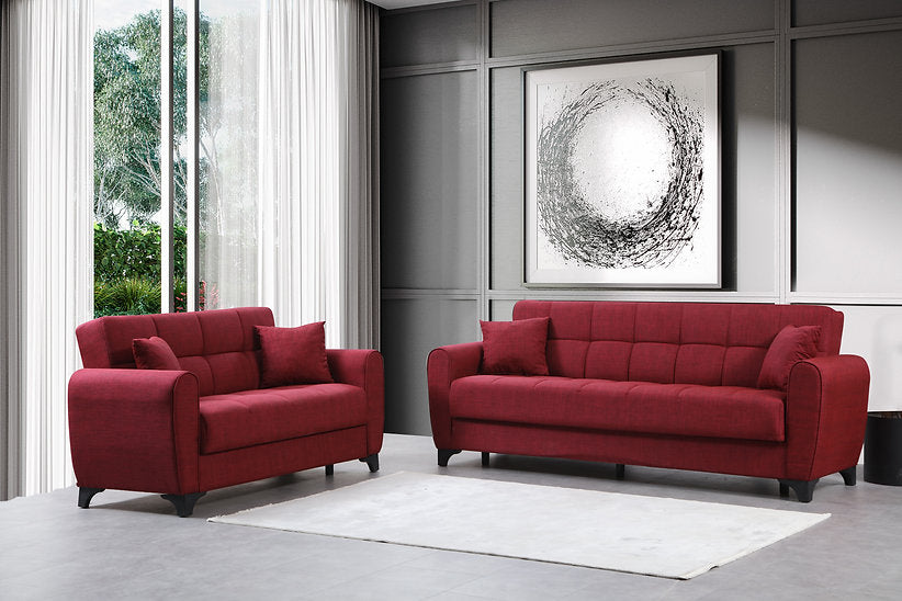 burgundy fabric sofa set