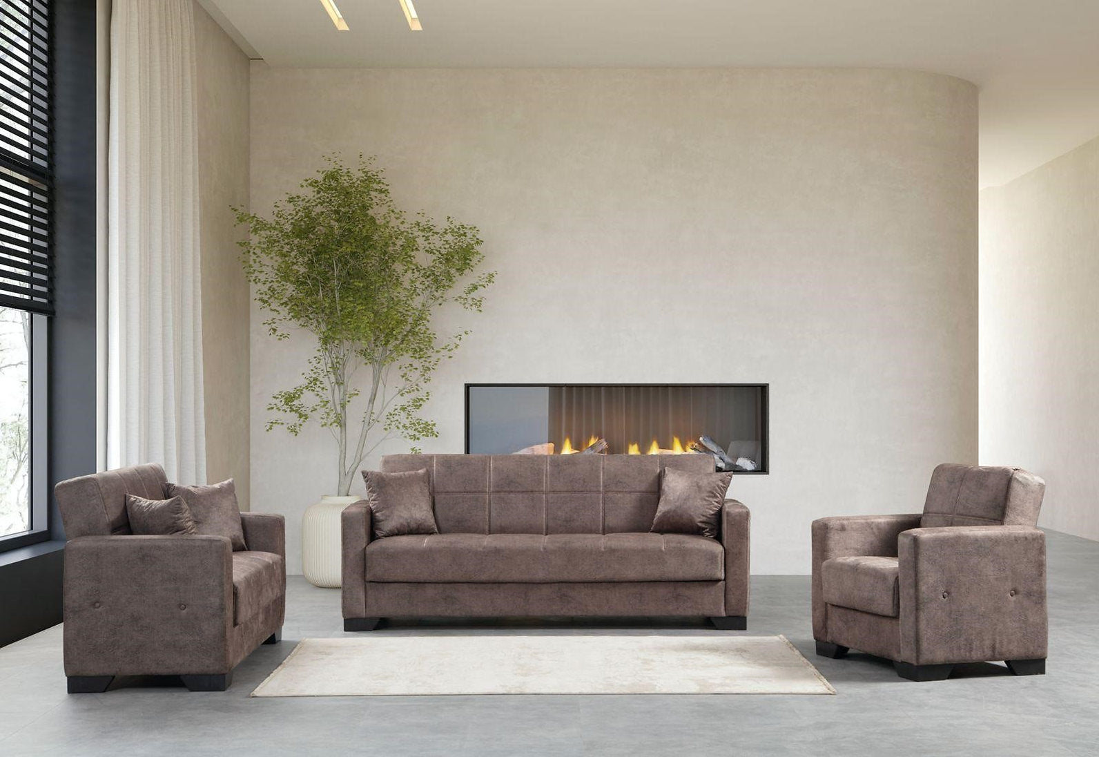 brown fabric sofa set
