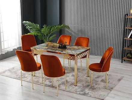 orange dining set