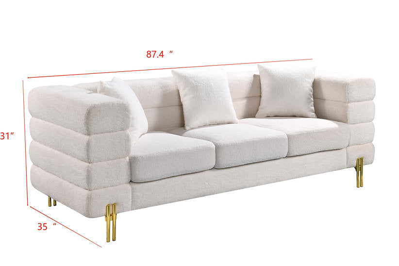 white fabric sofa set