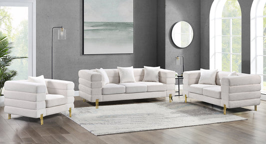 white fabric sofa set