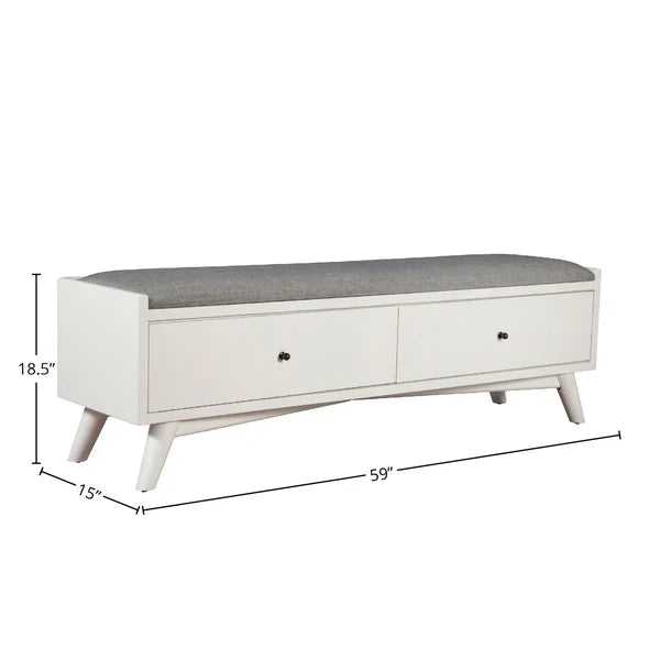 white fabric bench