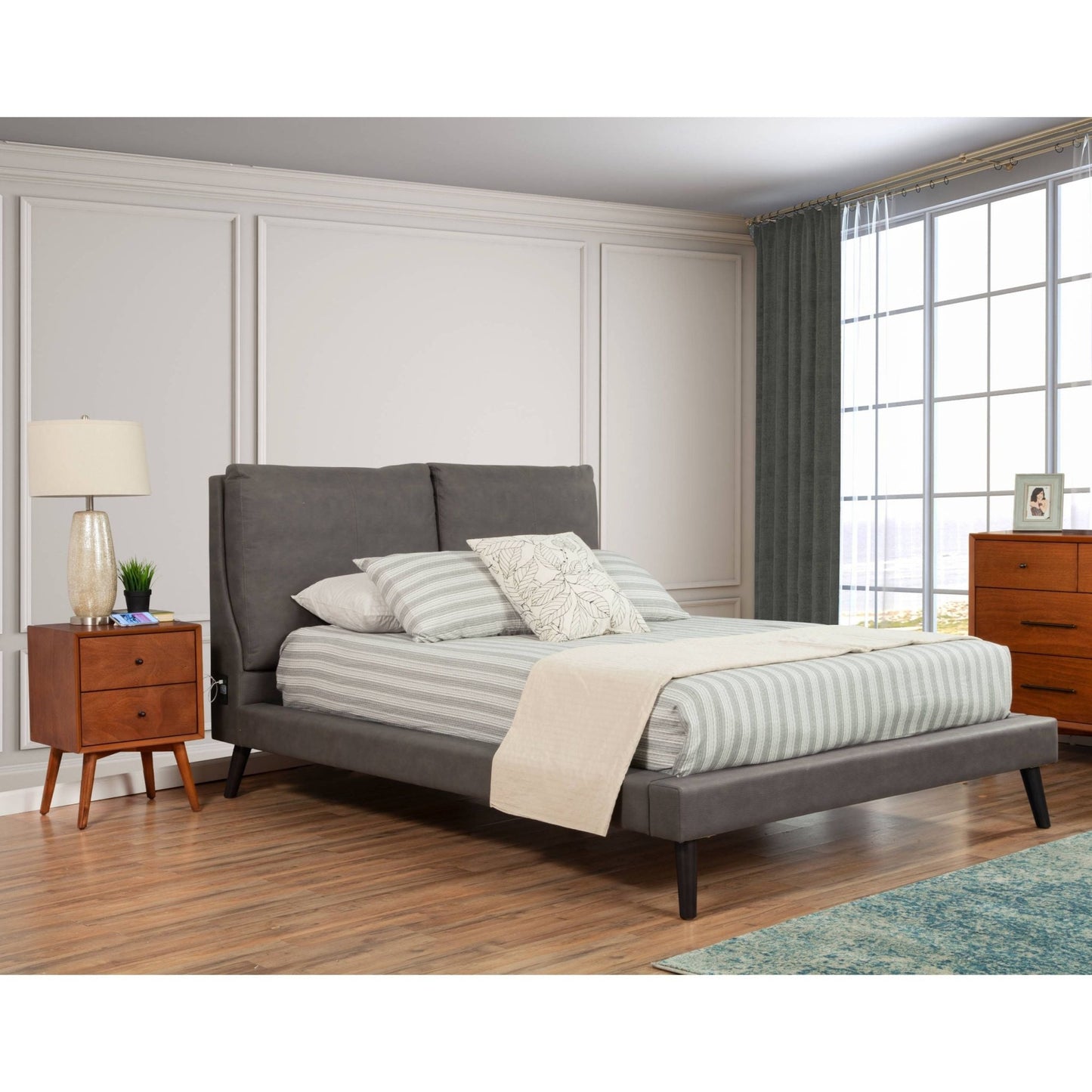 Grey single bed