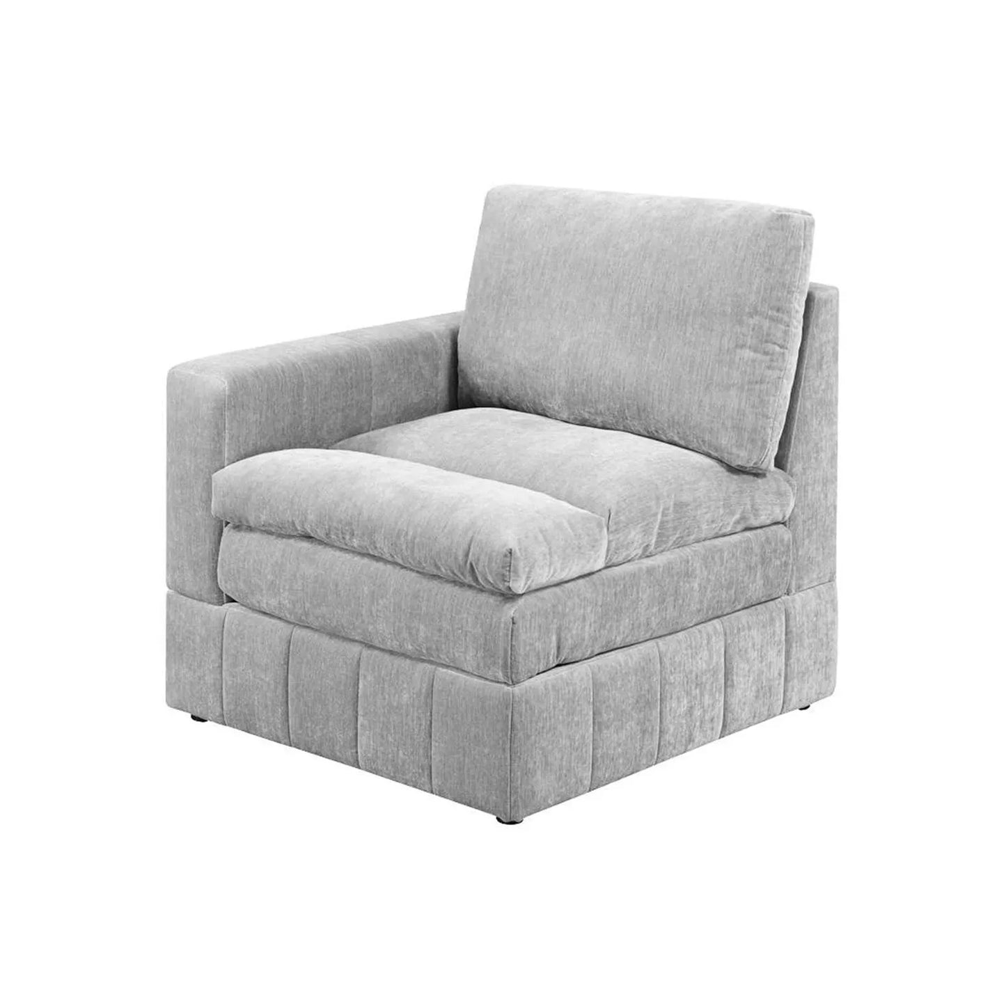 grey fabric one arm chair