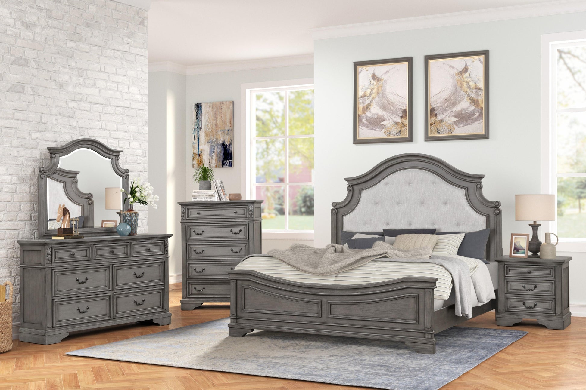 grey wooden bedroom set