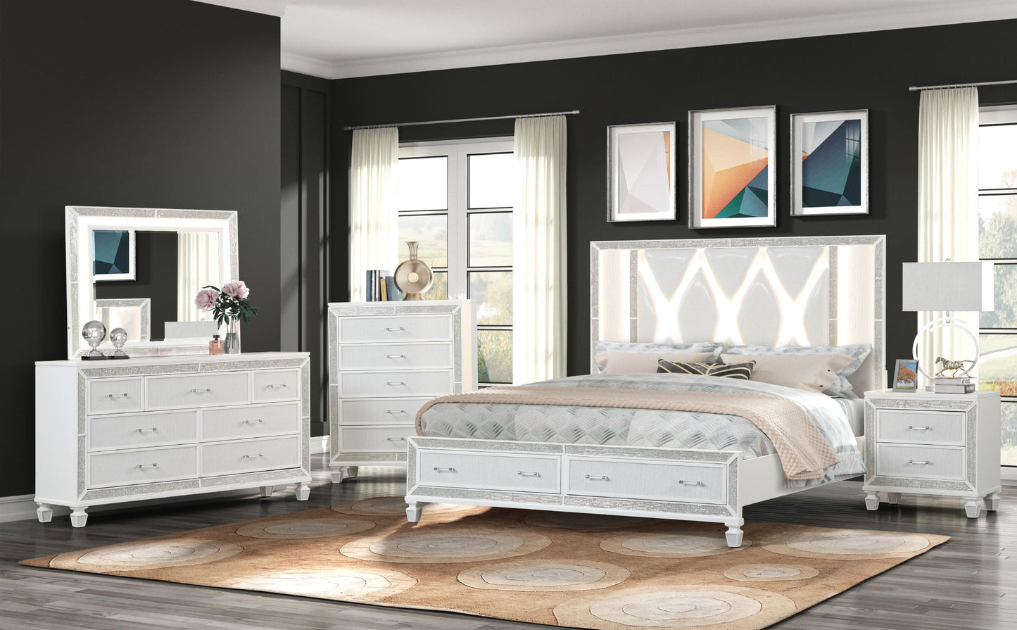 white wooden bedroom set