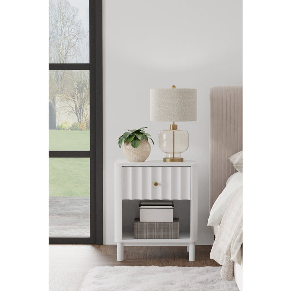 white bedside table