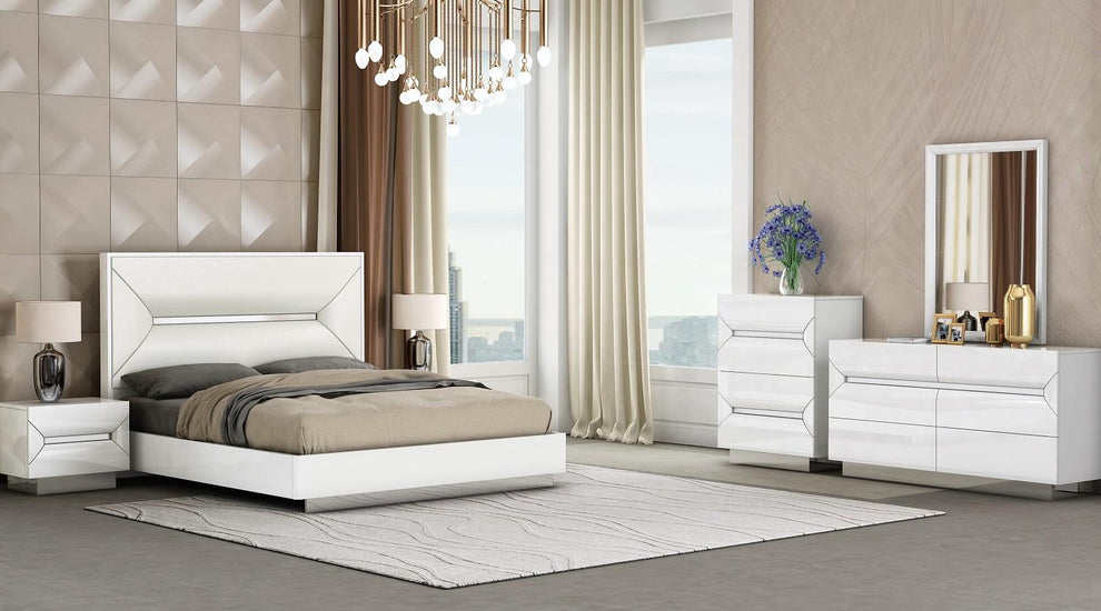 white wooden bedroom set