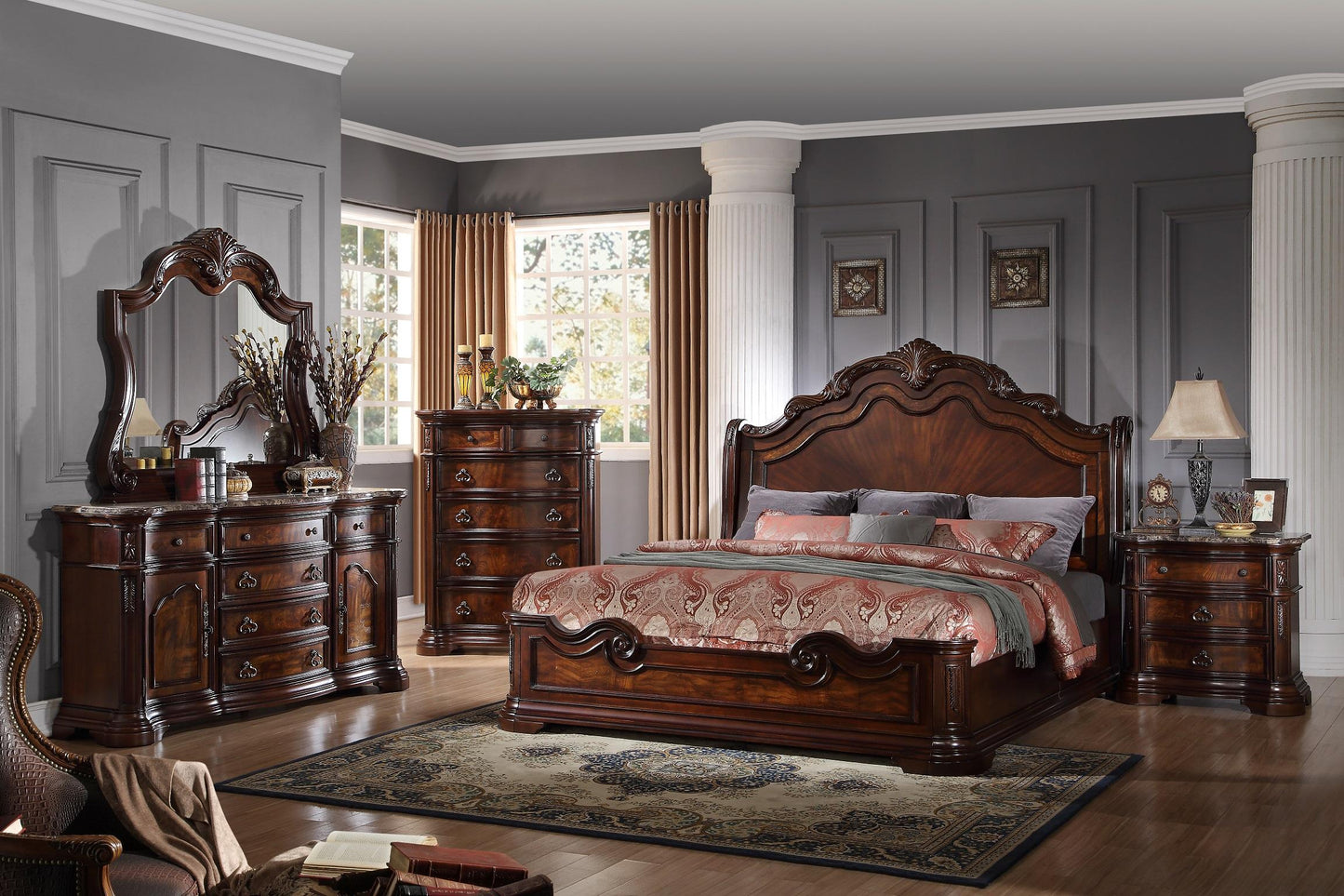 cherry wooden bedroom set