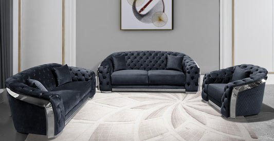 black fabric sofa set